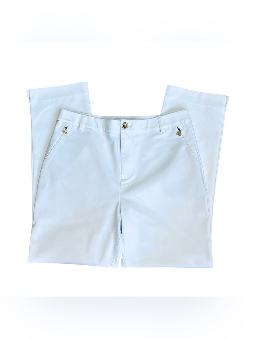 Lilly Pulitzer Women’s 12 White Luxetic Pants Ana High Rise Straight Leg Ankle - Picture 4 of 16
